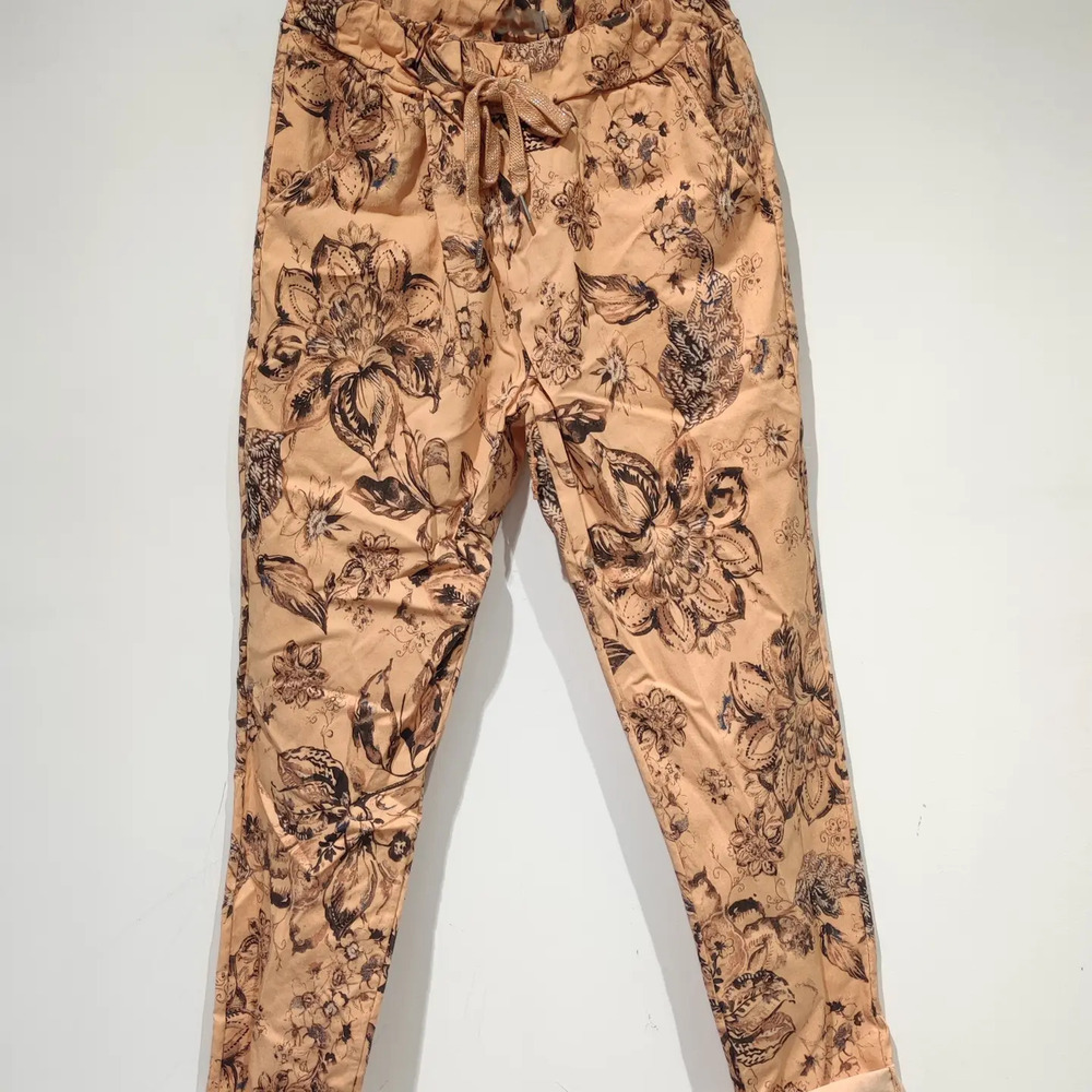 PP-500 | Moon Pants with Flowers | Apricot | One Size S-L